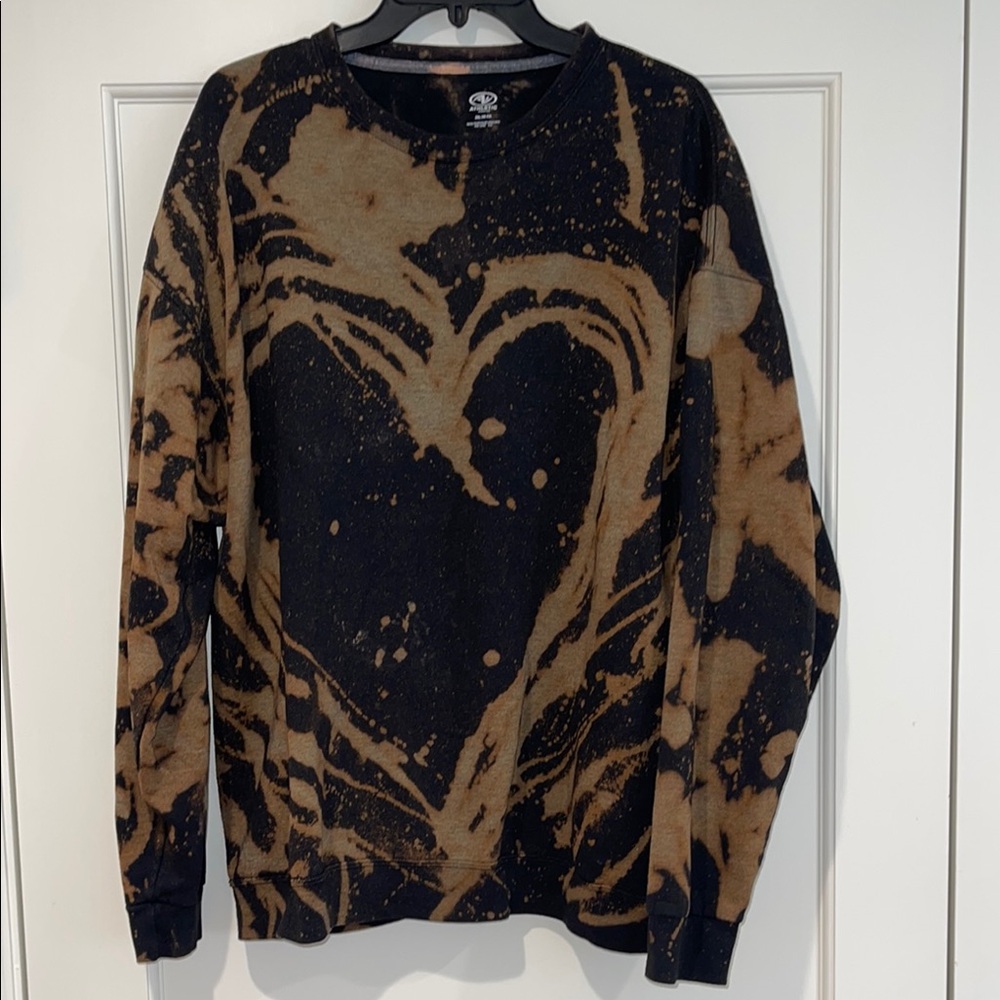 Athletic Works Sweatshirt 2XL Tie dye design in black and browns